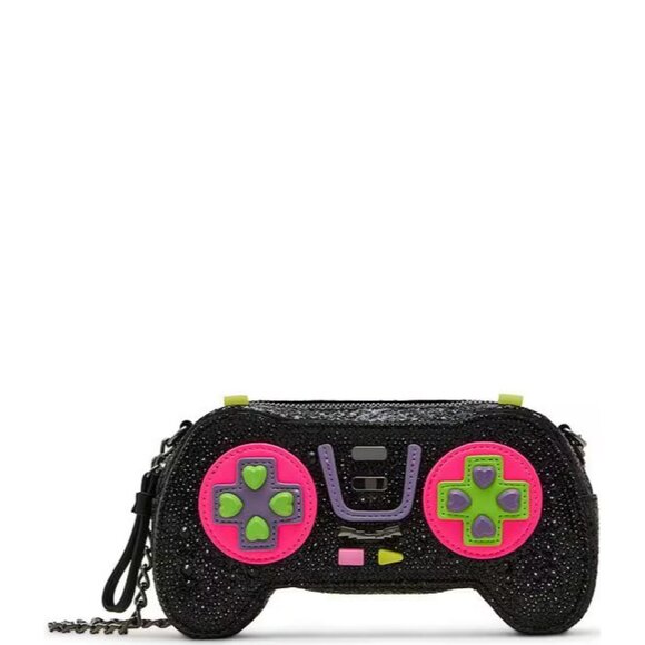 Kitsch Level Up Black Rhinestone Video Game Controller Purse Bag NEW RARE - Picture 2 of 6